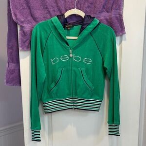 Bebe Crystal Emerald Green Hoodie Jacket